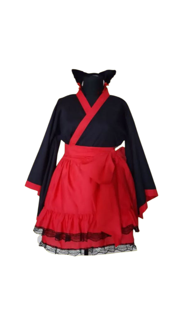 Producto - Kimono vestido rojo con vincha de gato