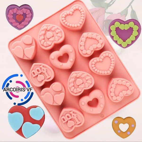 Producto - Molde 12 corazones decorados