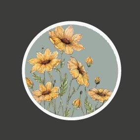 Producto - Flores amarillas, redondo 13