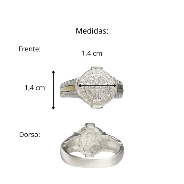Producto - Anillo San Benito Plata 925 y Oro Redondo - 7