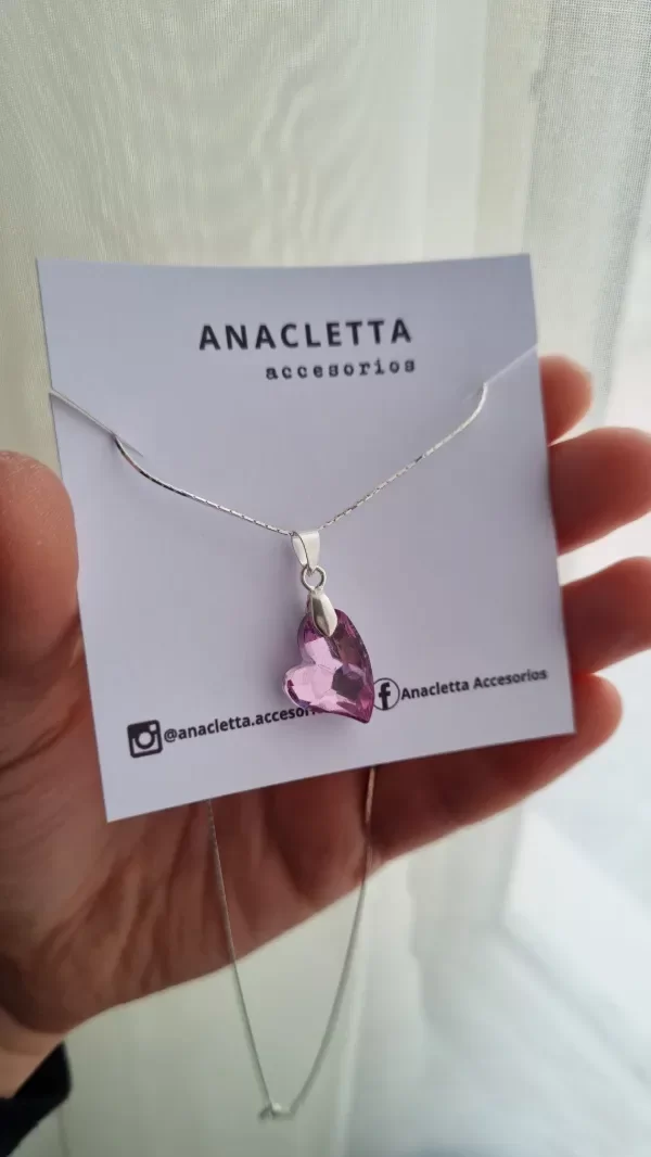 Producto - Gargantilla corazon costado rosa Plata 925