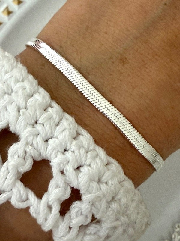Producto - PB1121 Pulsera snake acero blanco 18 cm