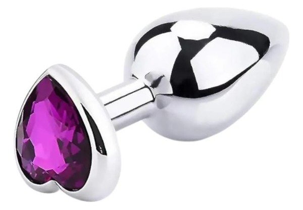 Producto - Plug anal acero corazón violeta Large 9 x 4 cm