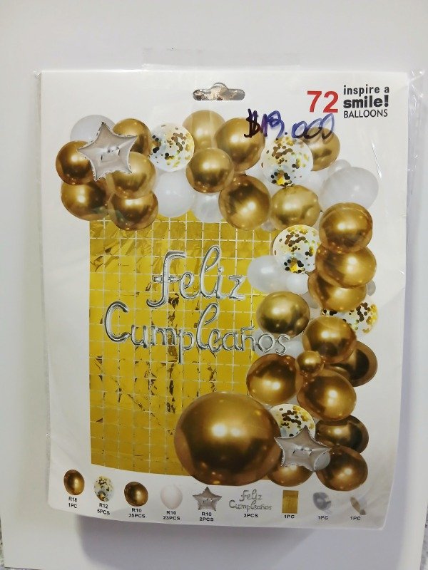 Producto - Sets globos dorado 72 piezas ( cortina cuadrado)