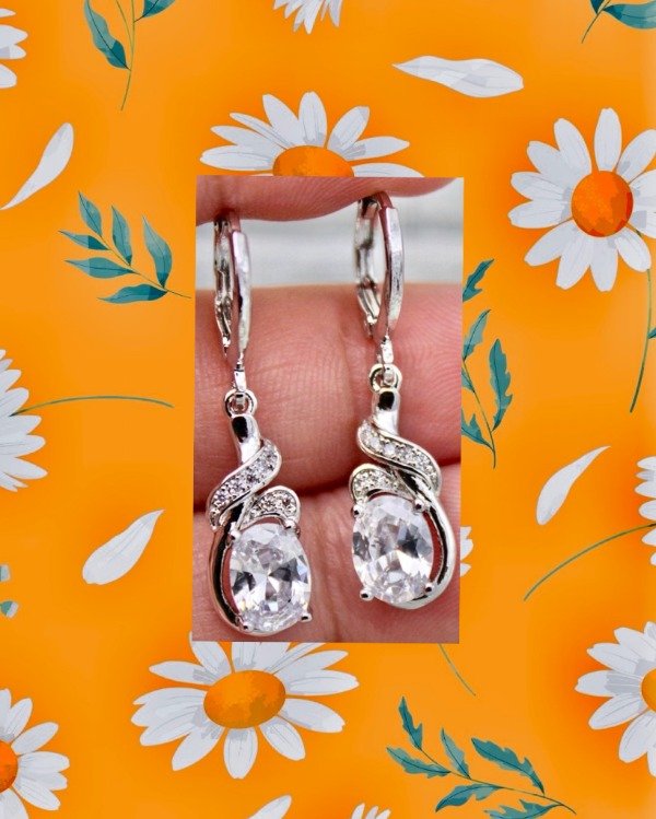 Producto - Pendientes de Plata 925 colgantes de diseño c/zirconios Blanco