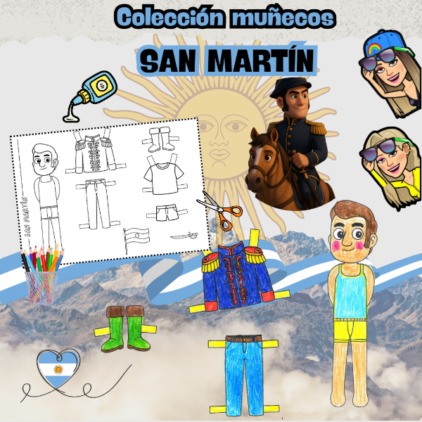 Producto - COLECCIÓN MUÑECOS SAN MARTÍN PARA COLOREA