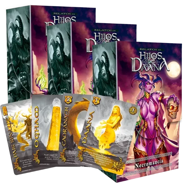 Producto - 3 Relatos de Hijos de Daana - Necromancia + 2 cartas secretas al azar