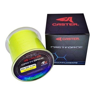 Producto - Multifilamento CASTER Castforce 4x 0.35mm 20,5kg 45lb Bobina 500m - Amarillo