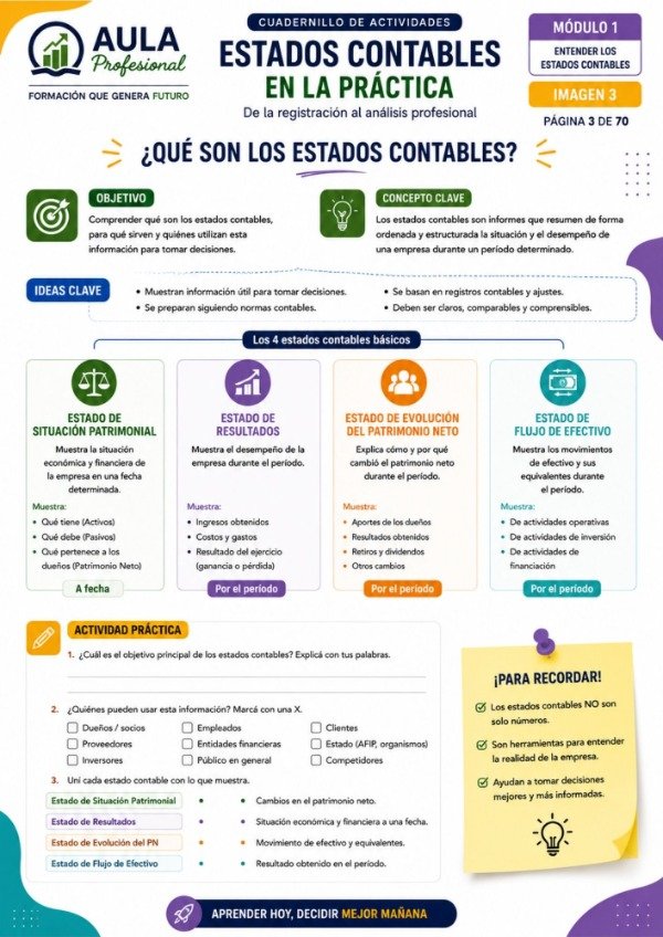 Producto - Cuadernillo de Actividades: ESTADOS CONTABLES (Edición 2026) - PDF Imprimible - 2
