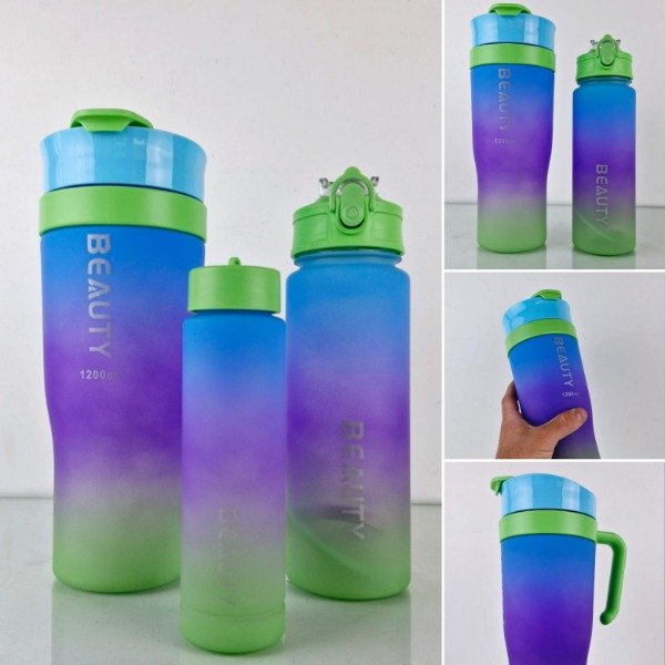Producto - Set 3 botellas deportiva motivacional plástico multicolor 1200mL 800mL 200mL