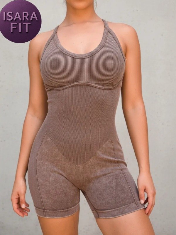 Producto - Catsuit Seamless Marrón Jaspeado - 0