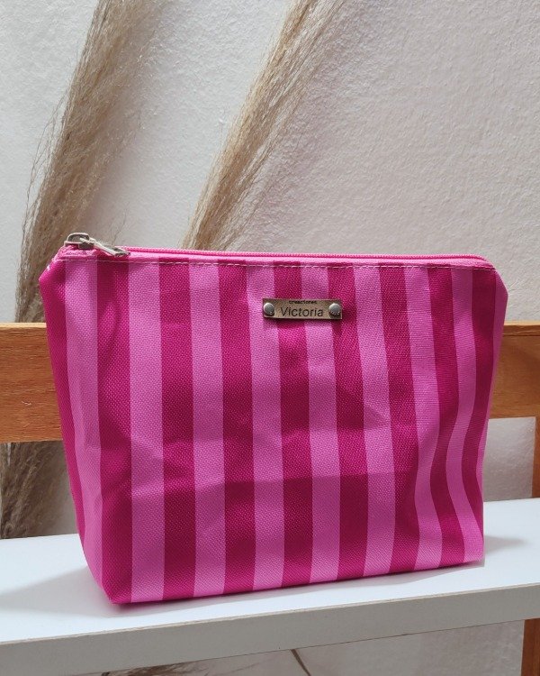 Producto - Neceser clásico - rayado rosa/fucsia