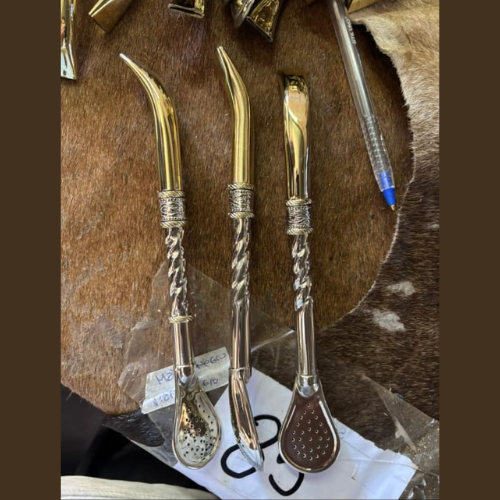 Producto - Bombillones, caño grueso de alpaca, pico de bronce curvo