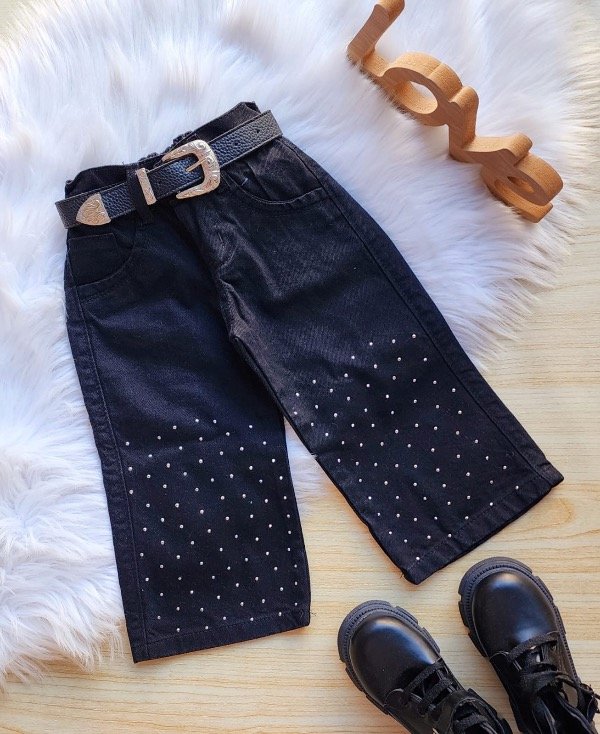 Producto - Wide leg negro con brillo