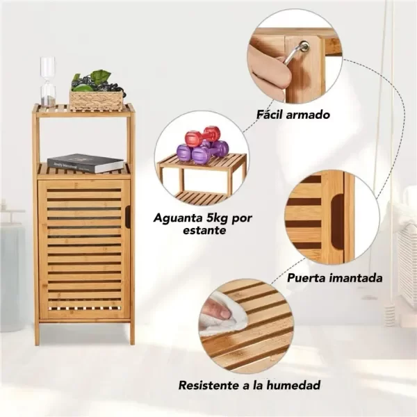 Producto - Estanteria Organizador De Bambú Con Puerta Imantada Multiuso - 3