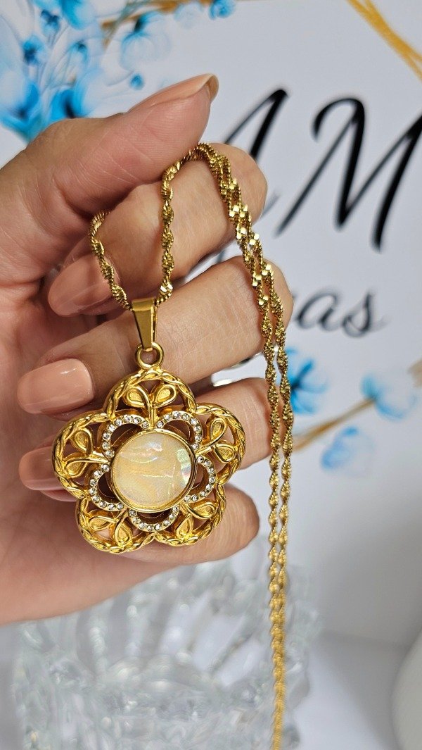 Producto - Conjunto soga acero dorado 45cm.