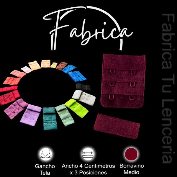 Producto - Gancho de tela Borravino 4cm x 3 posiciones (por unidad)