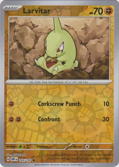 Producto - Larvitar - 105/197 - Obsidian Flames - Reverse Holo