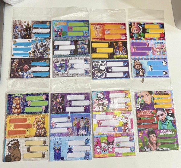 Producto - Combo x8 paquetes de etiquetas escolares