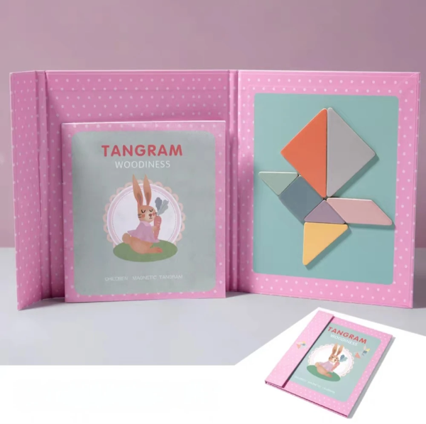 Producto - Juego de madera didactica con Iman (Tangram) Rosa