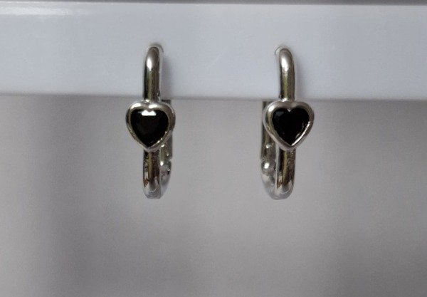 Producto - Aros rectangulo corazon negro - 0