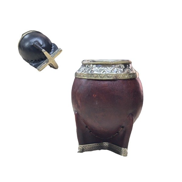 Producto - Art 1071 Torpedo cuero repujado virola cincelada con aro de bronce base completa