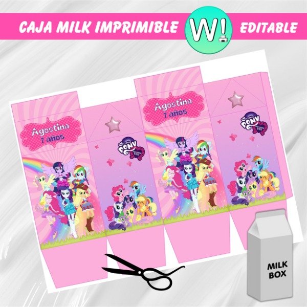 Producto - Caja Imprimible Grande Milk My Little Pony Equestria Girls