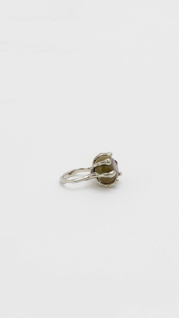 Producto - Anillo oliva y piedra lila (plateado) - 2