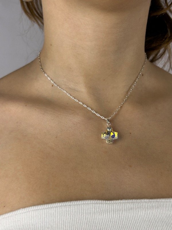 Producto - CADENA DE PLATA CRUZ CRISTAL 0105