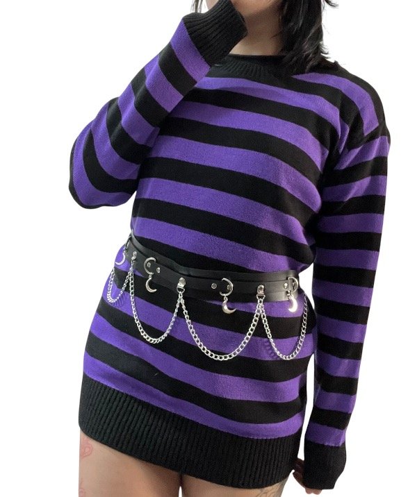 Producto - Sweater rayado violeta y negro