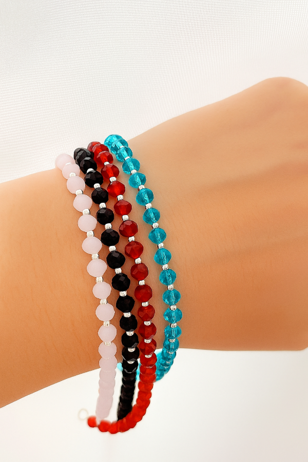 Producto - Pulsera cristal y bolitas en plata