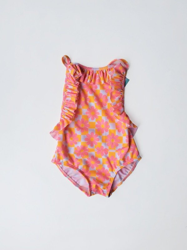 Producto - ENTERIZA BEBA FLOWERS NARANJA FLUOR
