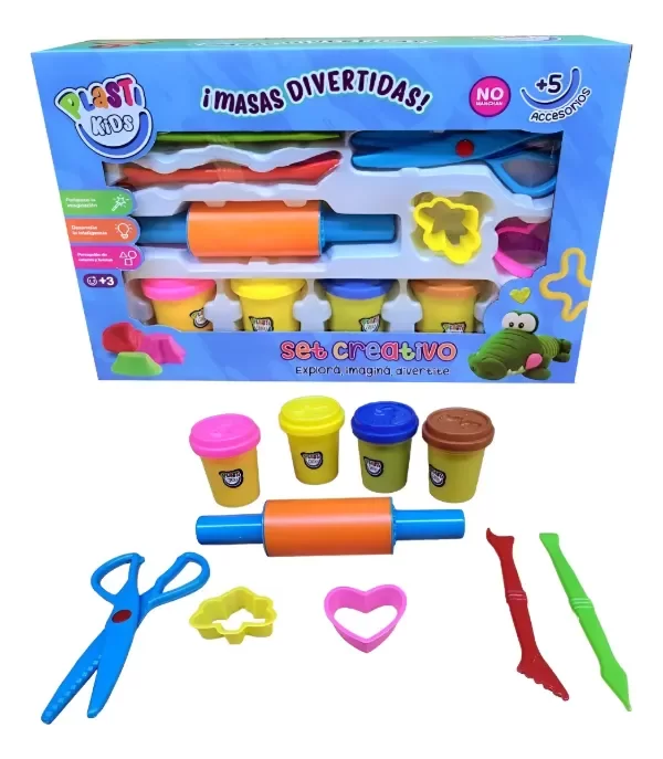 Producto - SET CREATIVO DE MASAS + 5 ACCESORIOS / PLASTI KIDS