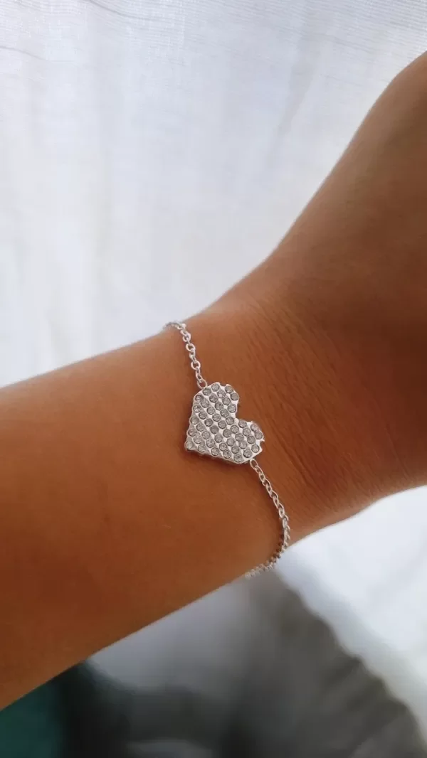 Producto - Pulsera corazon con strass blanco A BLA