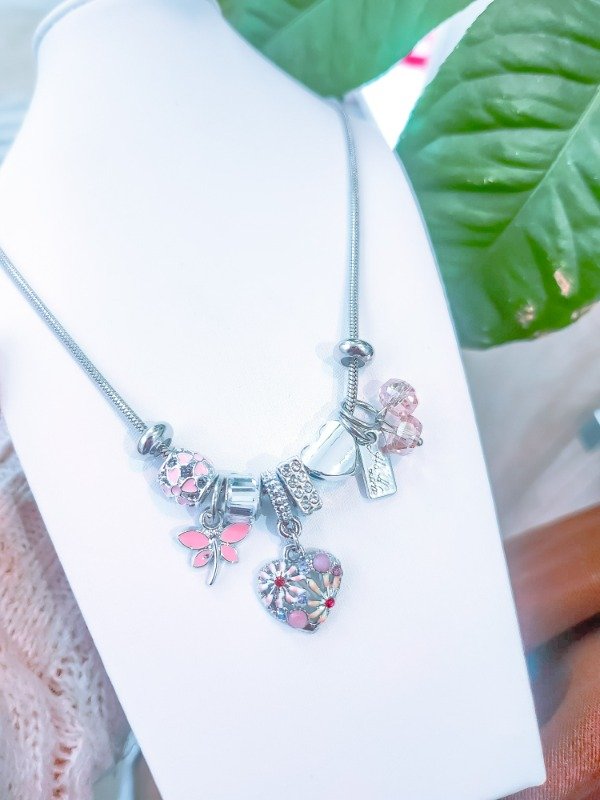 Producto - Collar dijes corazón flores AQ