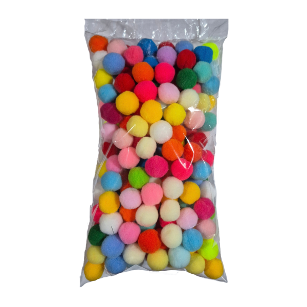 Producto - Pompones de felpa 2cm multicolor x60gr (aprox 200 unidades) - 1