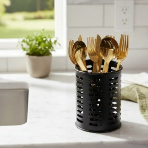 Producto - ESCURRIDOR PORTA CUBIERTOS ACERO INOX NEGRO