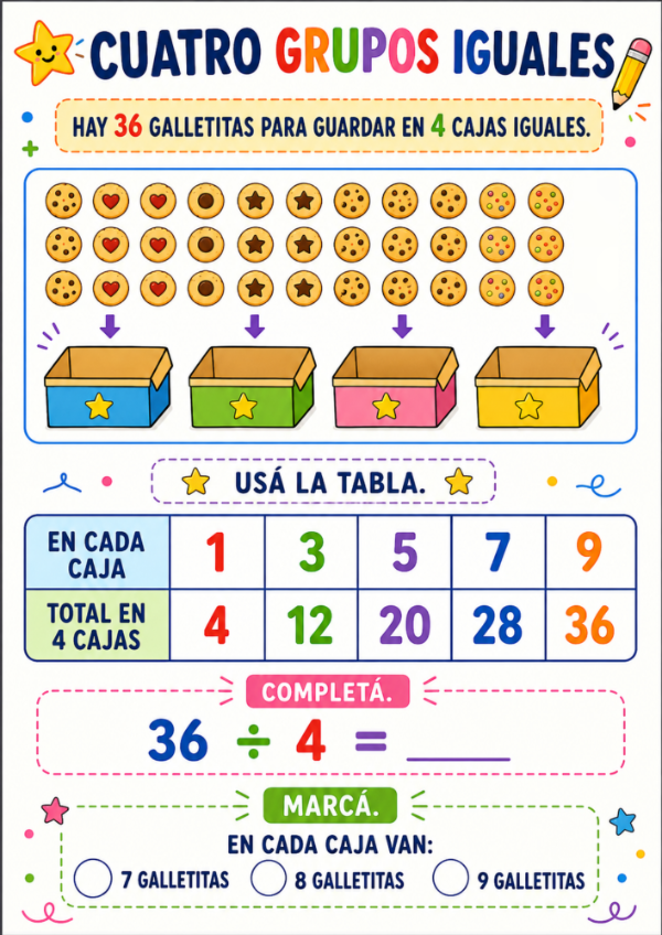 Producto - REPARTIMOS CON TABLAS: Divisiones exactas con apoyo visual - 6