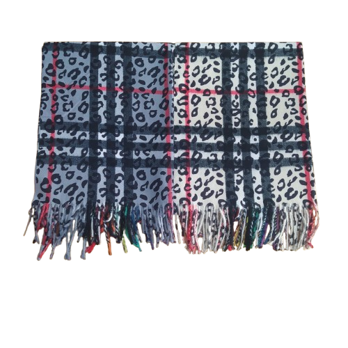 Producto - Ruana Estampada Animal Print Con Flecos 27817