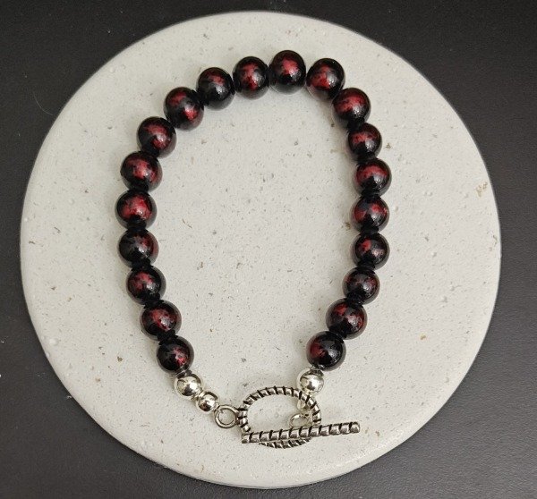 Producto - Pulsera Piedras Bordo con Cierre Ovalado en T