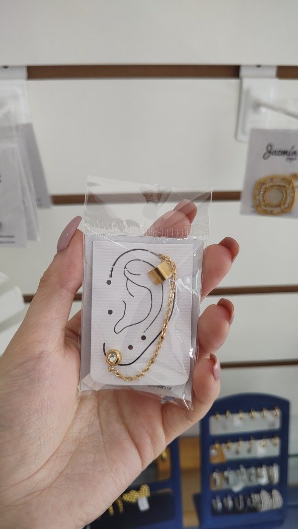 Producto - Aro Pasante Strass con Cadena y Cuff