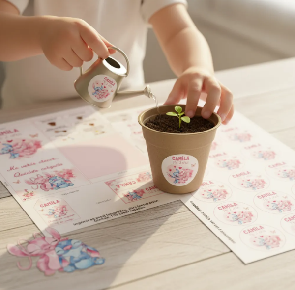 Producto - Kit Imprimible Porta maceta Para Kit Siembra Stitch y Angel - 5