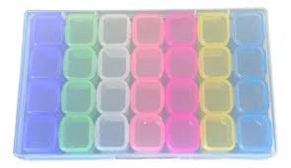 Producto - CAJA ORGANIZADORA PARA STRASS 28 CASILLEROS COLORES