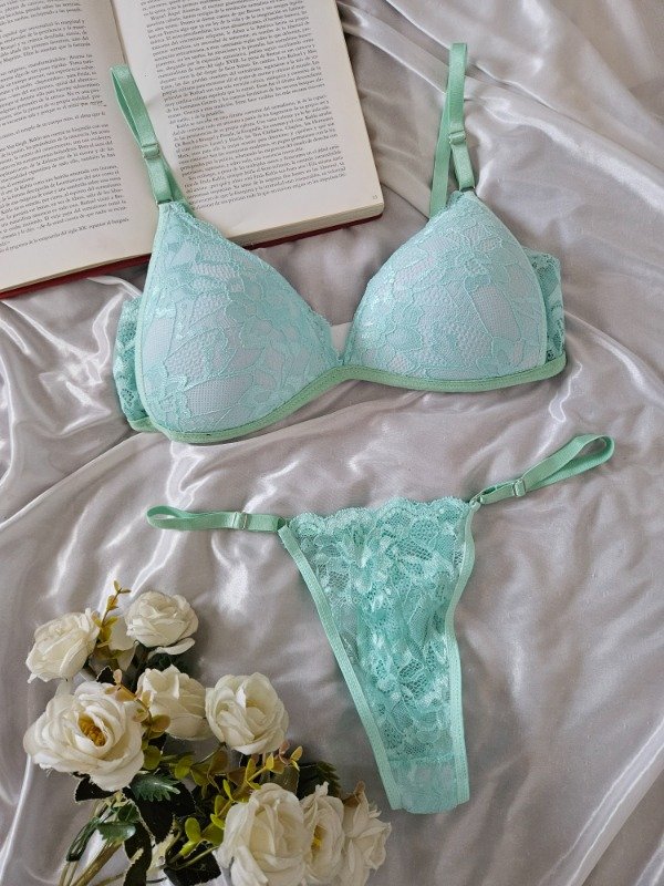 Producto - CONJUNTO DE ENCAJE TAZA SOFT VERDE (A12 A)