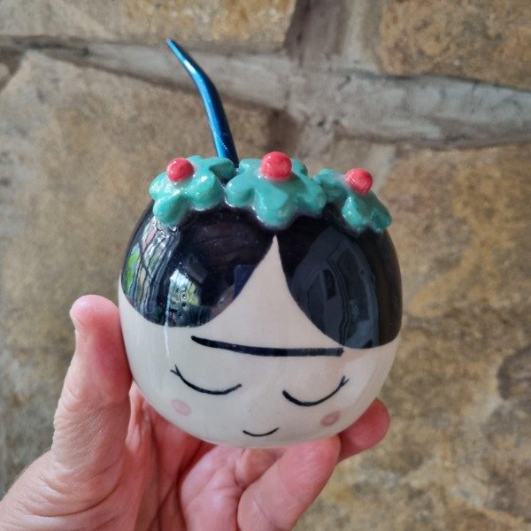 Producto - Mate Frida Flores Turquesa