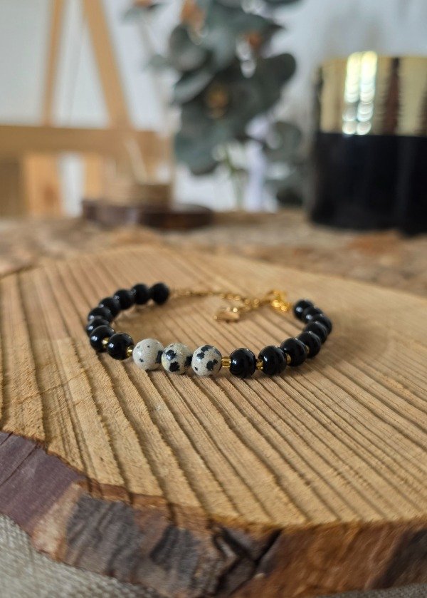 Producto - Pulsera Jaspe Dalmata y Negro - 0