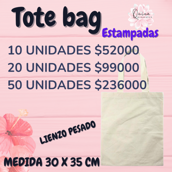 Producto - 10 TOTE BAG ESTAMPADA LIENZO PESADO 30X35