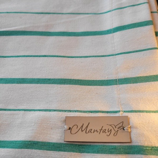 Producto - MANTEL DE TUSOR NATURAL CON LINEAS VERDES