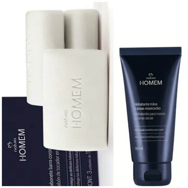 Producto - Hidratante de manos 50ml + 3 jabones para cuerpo y barba  perfumado 100gr c/u