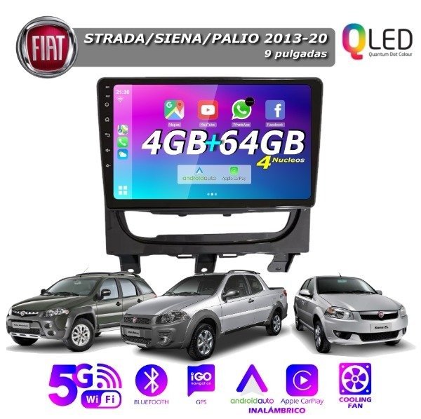 Producto - MULTIMEDIA FIAT SIENA/STRADA 2013/20 - 9 PULGADAS CARPLAY Y ANDROID AUTO